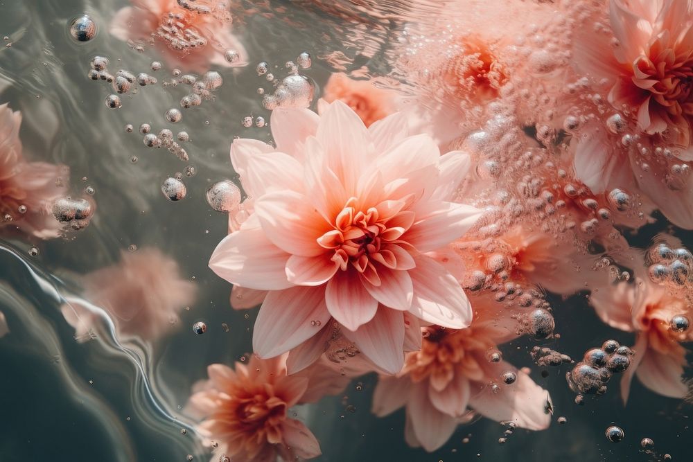 Flower underwater petal plant. AI generated Image by rawpixel.