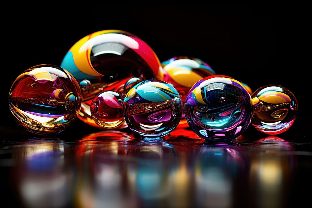 Multicolor reflections effect sphere variation jewelry. AI generated Image by rawpixel.