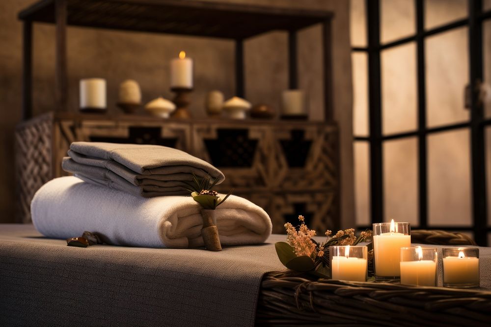Spa amenities candle room spirituality. AI generated Image by rawpixel.