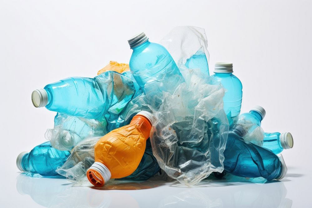 Plastic trash white background container recycling. AI generated Image by rawpixel.