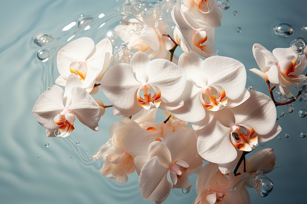 White orchid flower nature petal. AI generated Image by rawpixel.