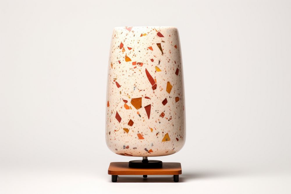 Terrazzo lamp vase art white background. AI generated Image by rawpixel.