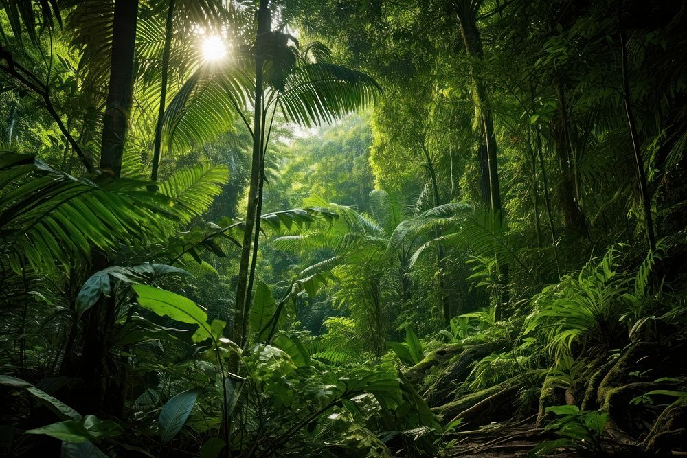 Tropical green forest land vegetation landscape. AI generated Image by rawpixel.