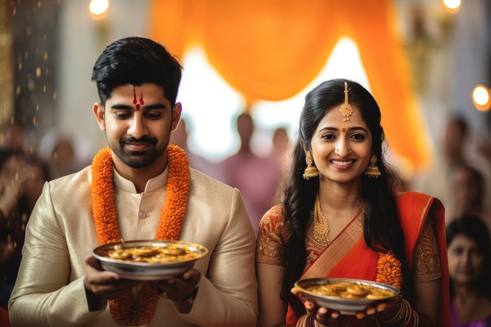 An indian couple getting marry adult man togetherness. AI generated Image by rawpixel.