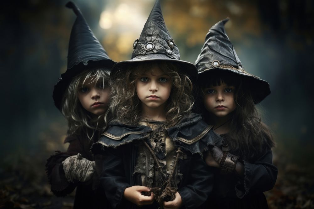 Three halloween kids photography portrait costume. AI generated Image by rawpixel.