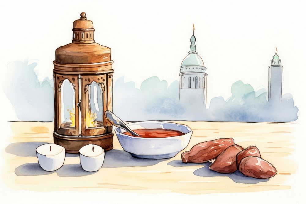 Ramadan dates cartoon sketch food. AI generated Image by rawpixel.