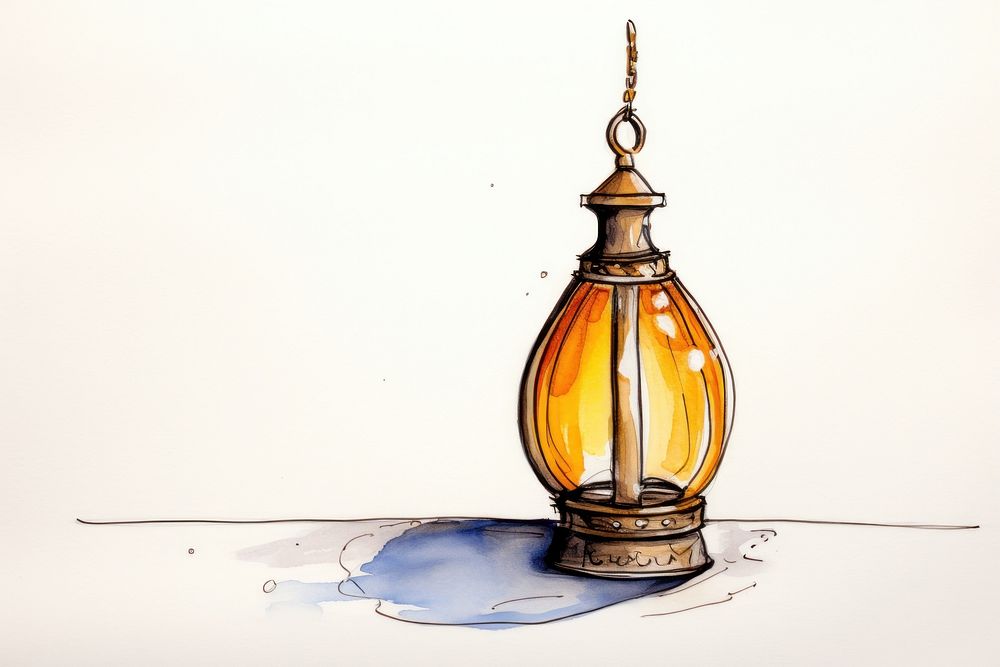 Ramadan lamp bottle sketch art. AI generated Image by rawpixel.