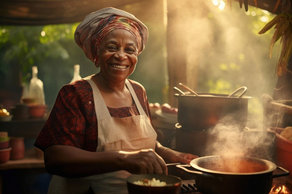 African descent columbian grandmother cooking adult food. AI generated Image by rawpixel.