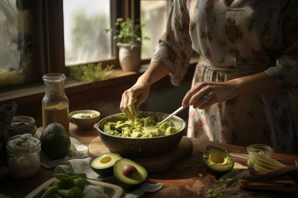 Columbian plump mother food guacamole adult. AI generated Image by rawpixel.