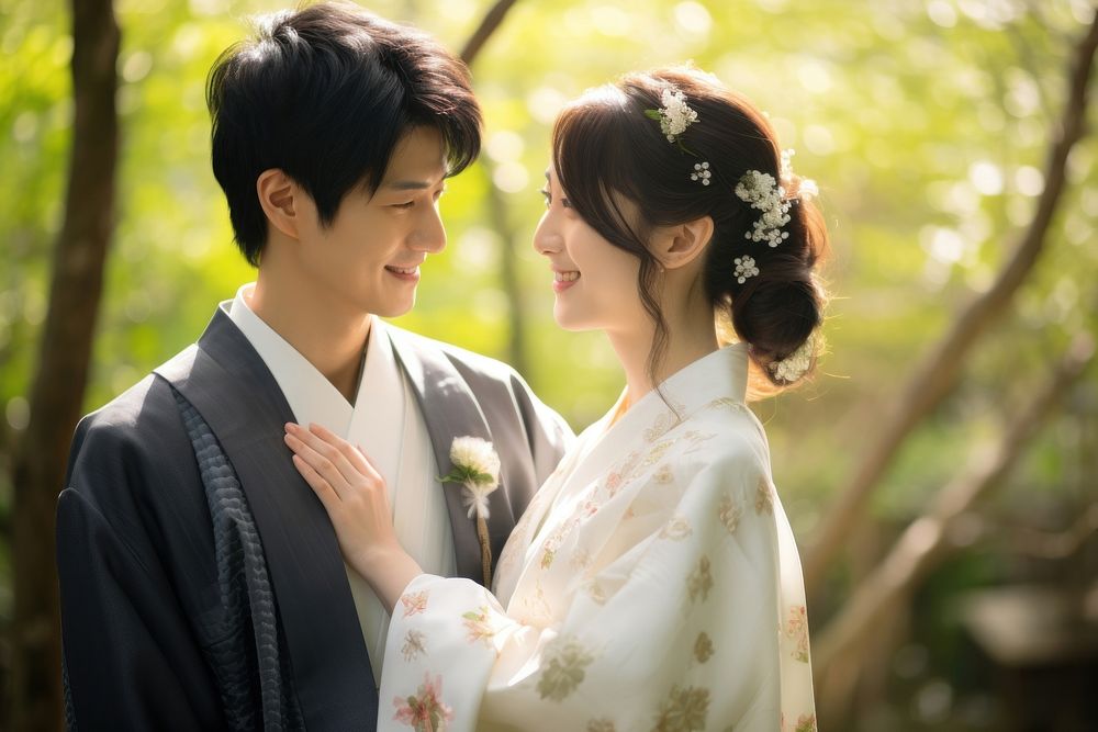 Japanese pre wedding bride adult togetherness. AI generated Image by rawpixel.
