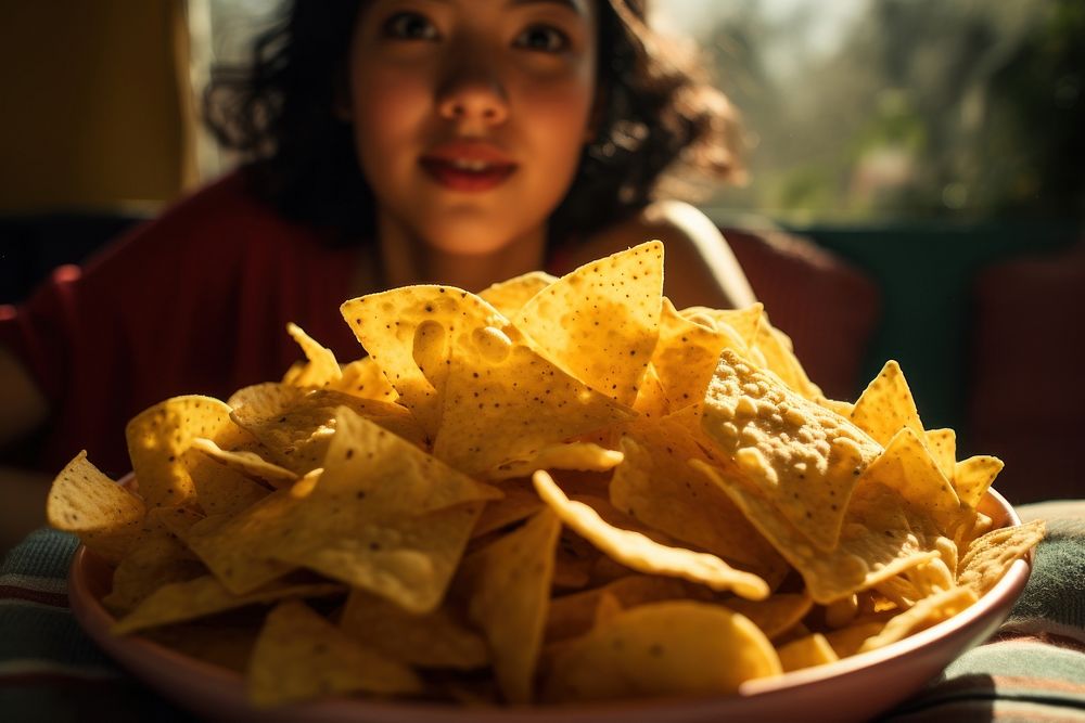 Mexican slightly plump teenage food nachos snack. AI generated Image by rawpixel.