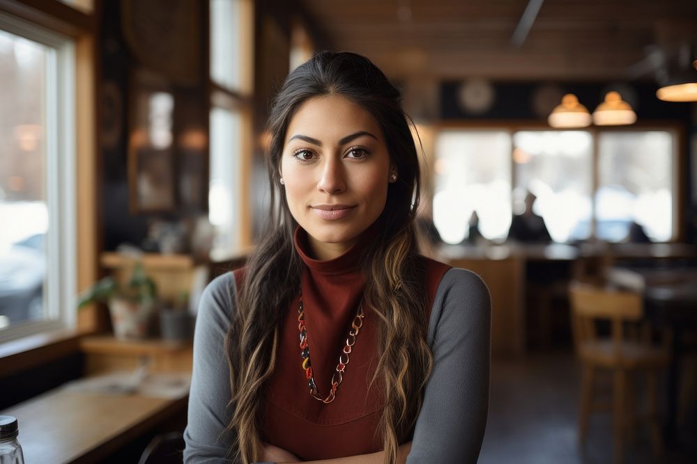 Modern native american woman restaurant portrait adult. AI generated Image by rawpixel.