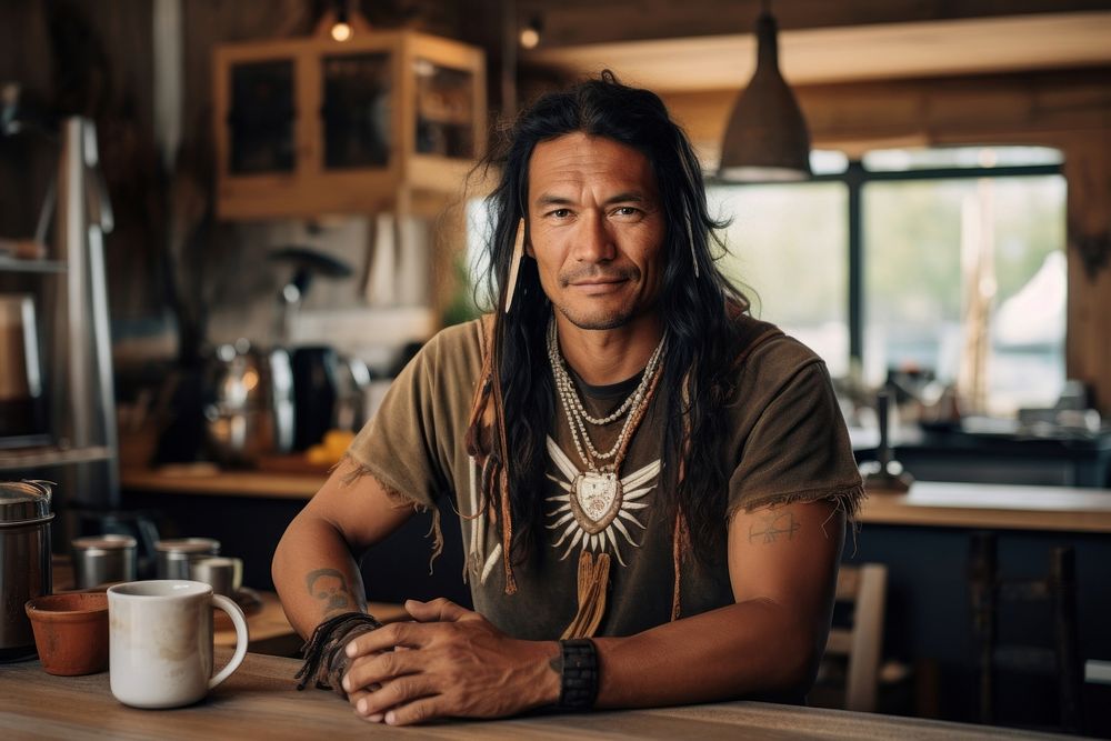 Modern native american man cup portrait adult. AI generated Image by rawpixel.