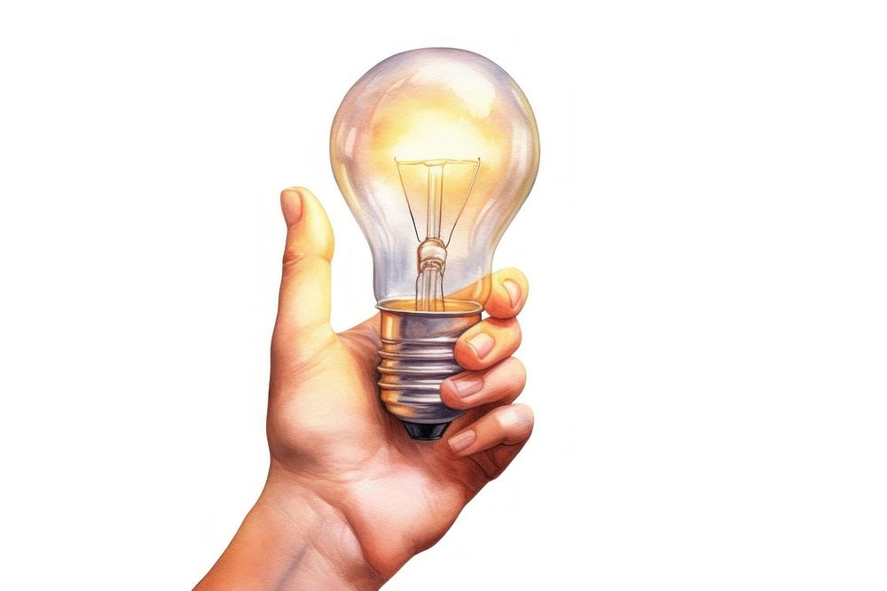 Girl hand hold light bulb lightbulb white background electricity. AI generated Image by rawpixel.