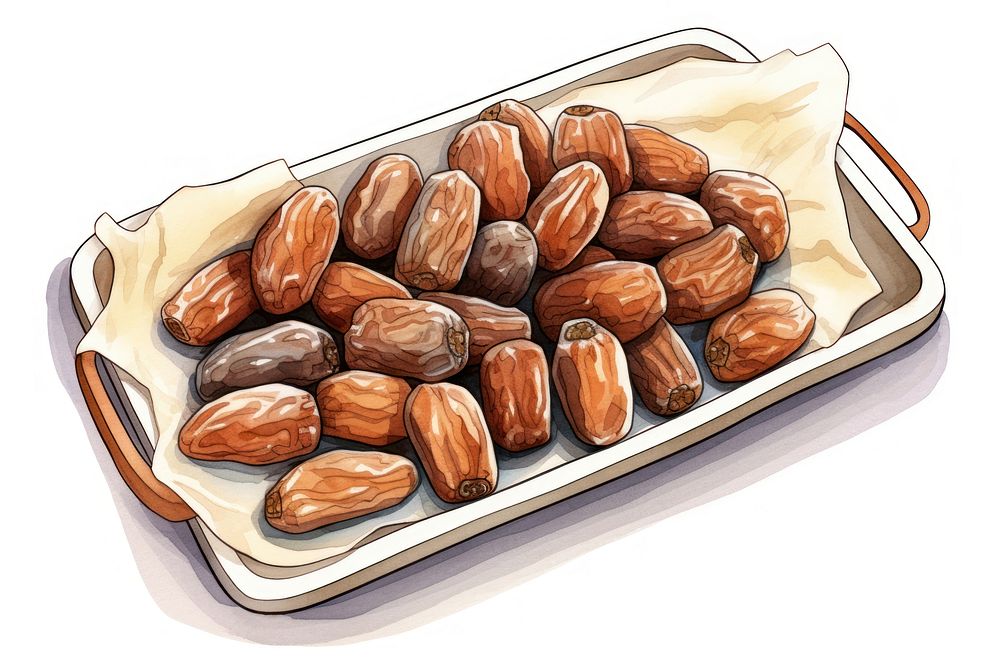 Tray of dates dessert cartoon plant. AI generated Image by rawpixel.