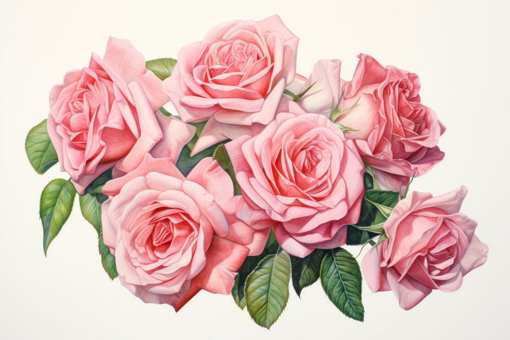 Bouquet of roses painting flower petal. AI generated Image by rawpixel.