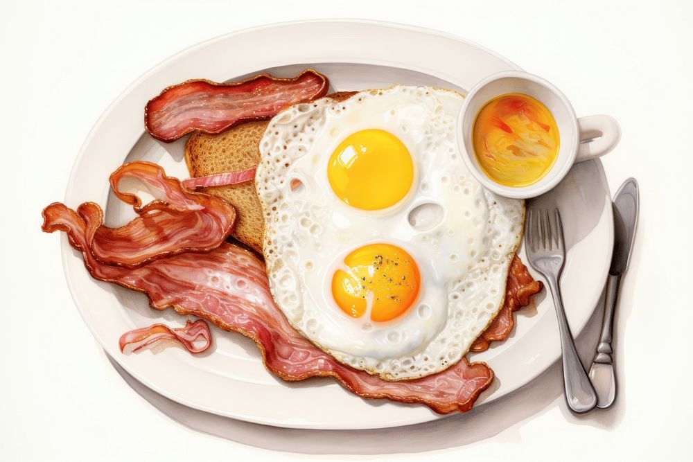 Breakfast egg bacon plate. AI generated Image by rawpixel.