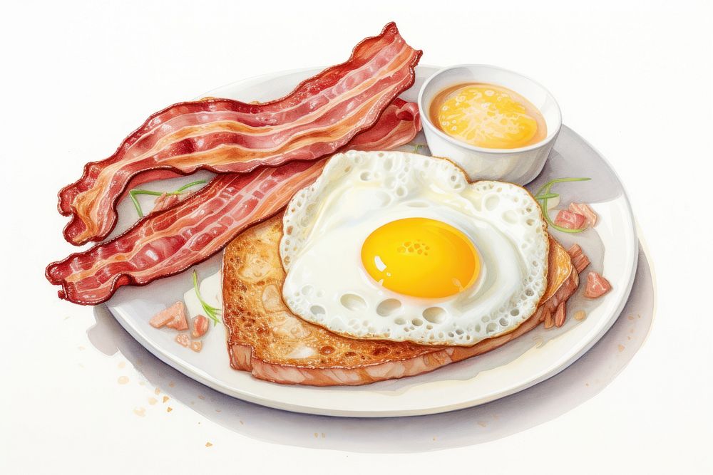 Breakfast bacon egg fried. AI generated Image by rawpixel.