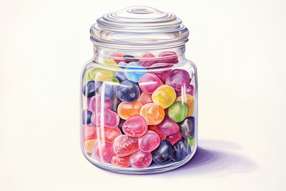 Candies in a jar painting food confectionery. AI generated Image by rawpixel.