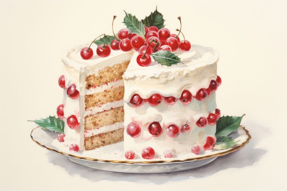 Christmas cake dessert fruit cream. AI generated Image by rawpixel.
