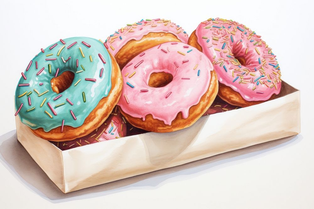Doughnuts in box dessert donut food. AI generated Image by rawpixel.