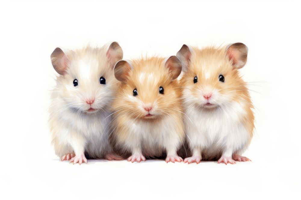 Hamster Winter White three friends hamster rodent mammal. AI generated Image by rawpixel.