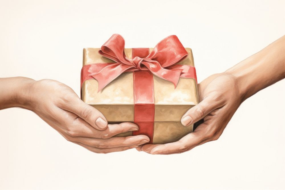 Hand holding a gift paper box celebration. AI generated Image by rawpixel.