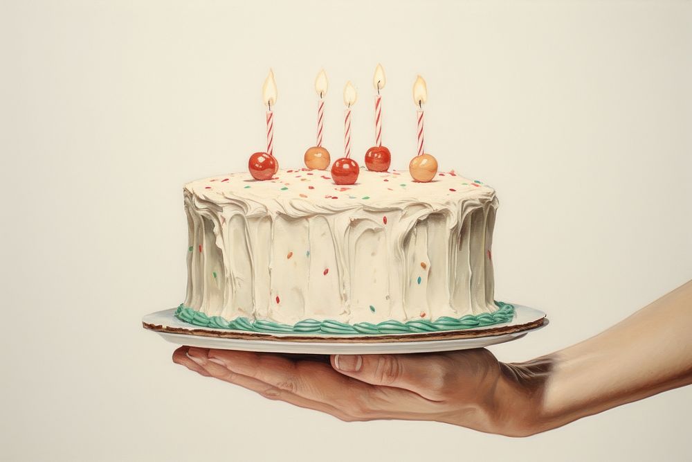 Hands hold birthday cake dessert food anniversary. AI generated Image by rawpixel.