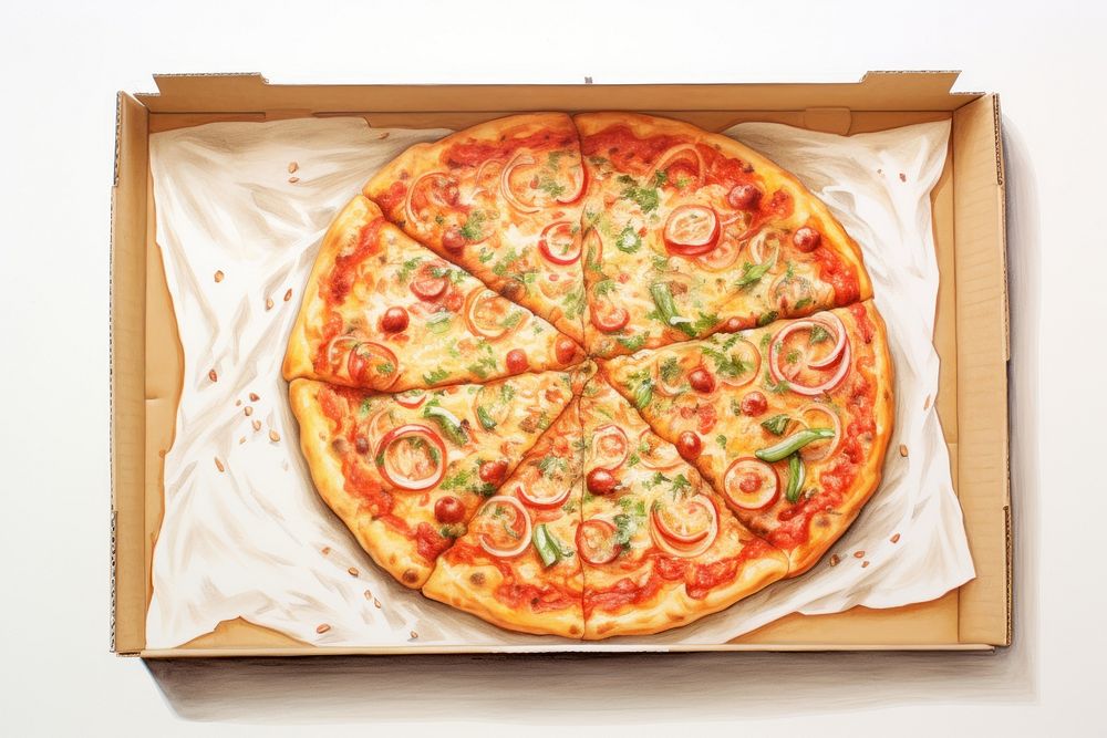 Pizza in box food vegetable pepperoni. AI generated Image by rawpixel.