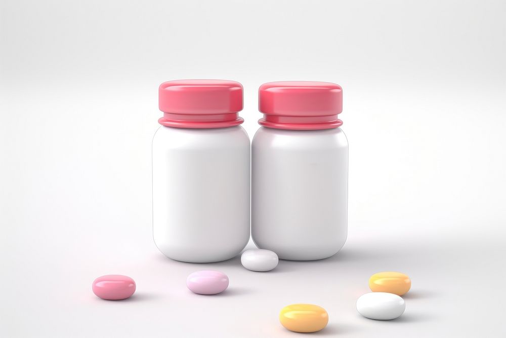 Pills milk jar white background. AI generated Image by rawpixel.