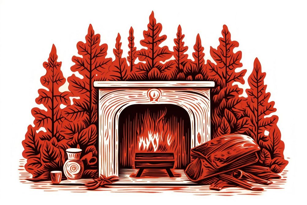 Cozy fireplace hearth comfortable creativity. AI generated Image by rawpixel.