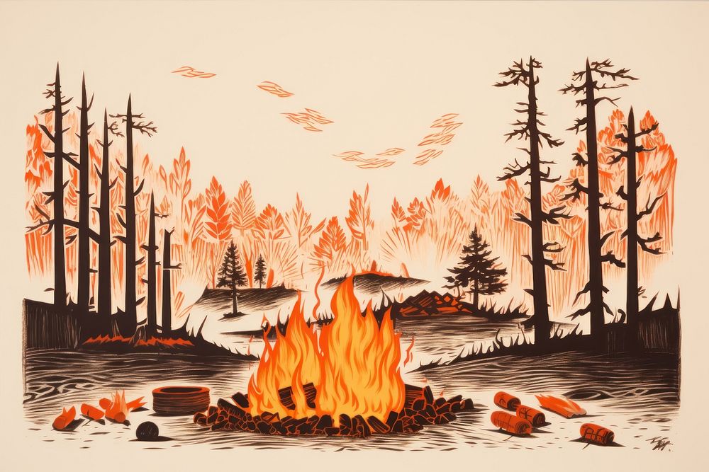 Camp fire outdoors bonfire nature. AI generated Image by rawpixel.
