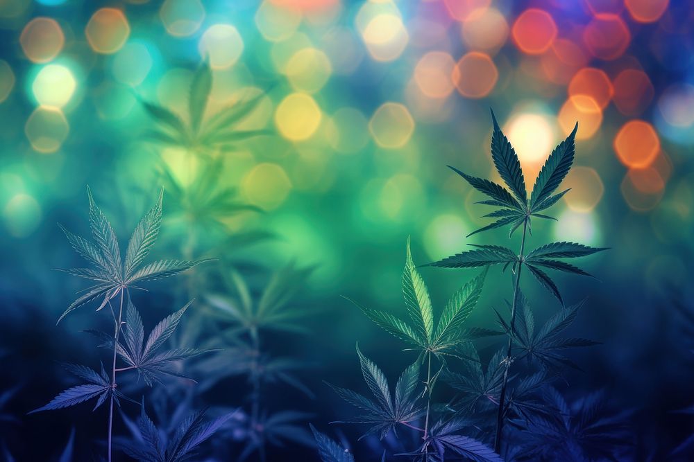 Cannabis pattern bokeh effect background backgrounds light plant. AI generated Image by rawpixel.