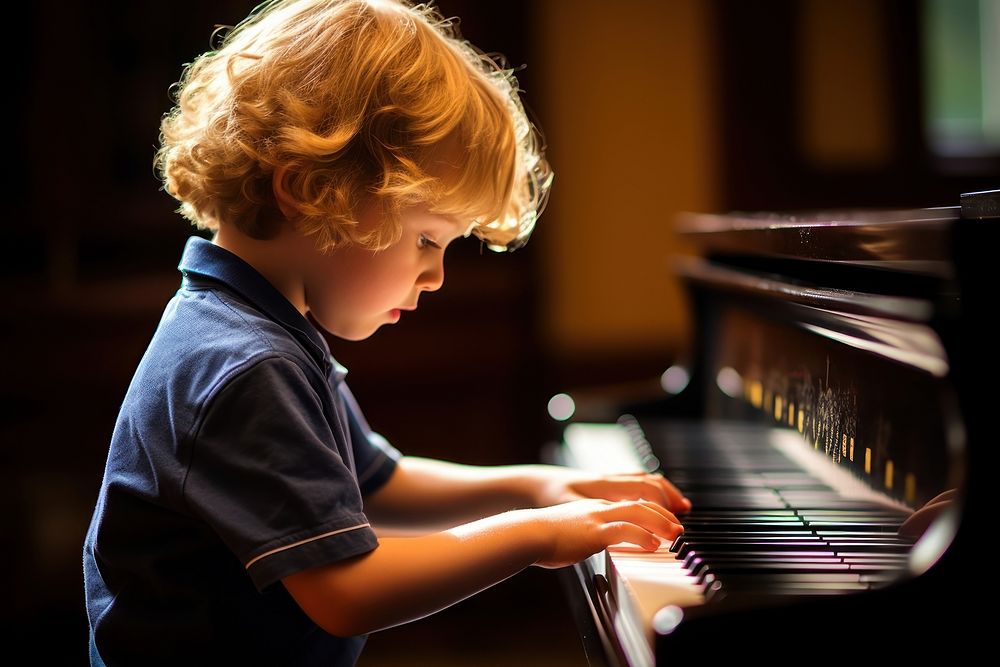 Child pianist child practicing keyboard. AI generated Image by rawpixel.