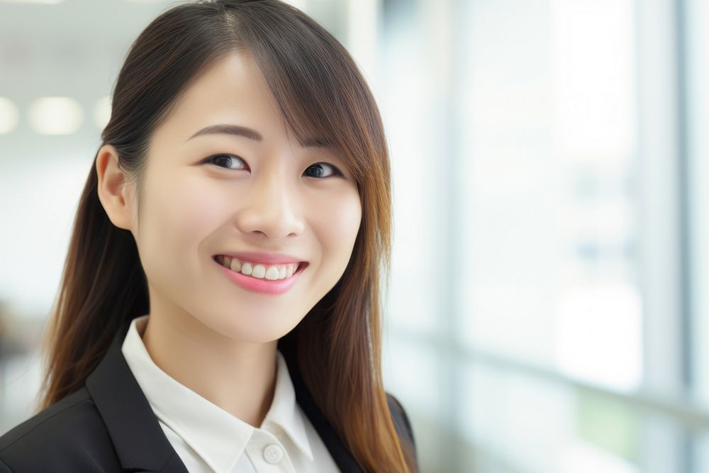 Japanese office female worker portrait smile architecture. AI generated Image by rawpixel.