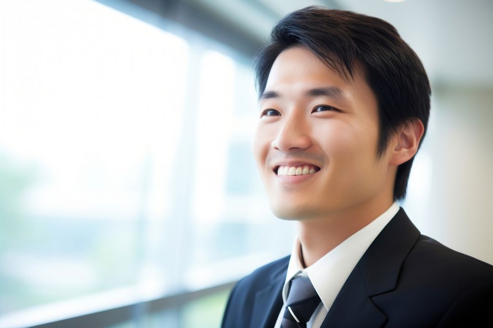 Japanese office worker portrait adult smile. AI generated Image by rawpixel.