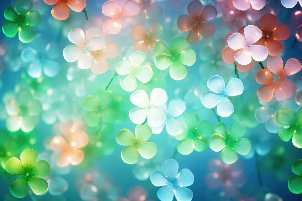 Clover pattern bokeh effect background backgrounds nature light. AI generated Image by rawpixel.