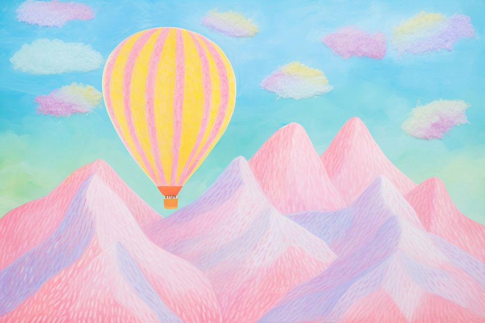 Balloon backgrounds mountain painting. AI generated Image by rawpixel.