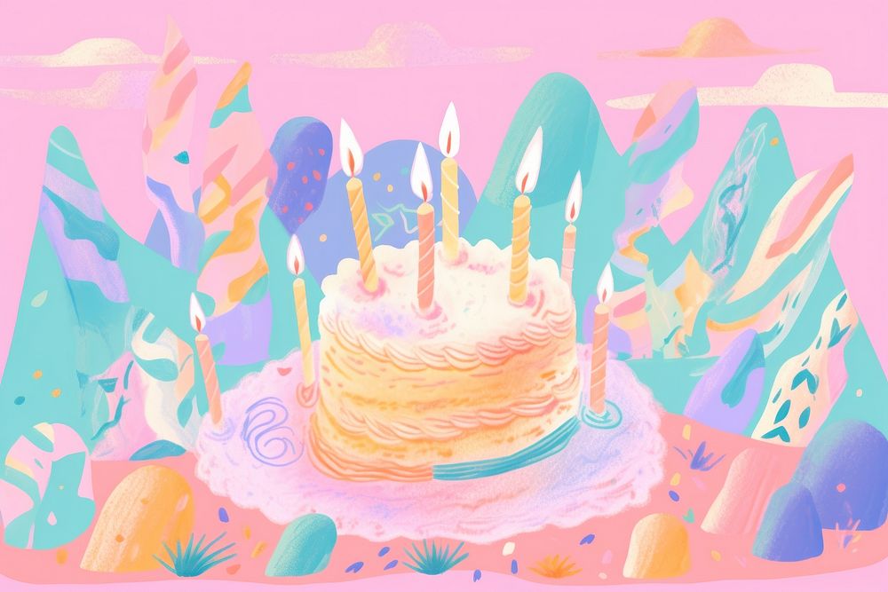 Birhday party dessert drawing cake. AI generated Image by rawpixel.