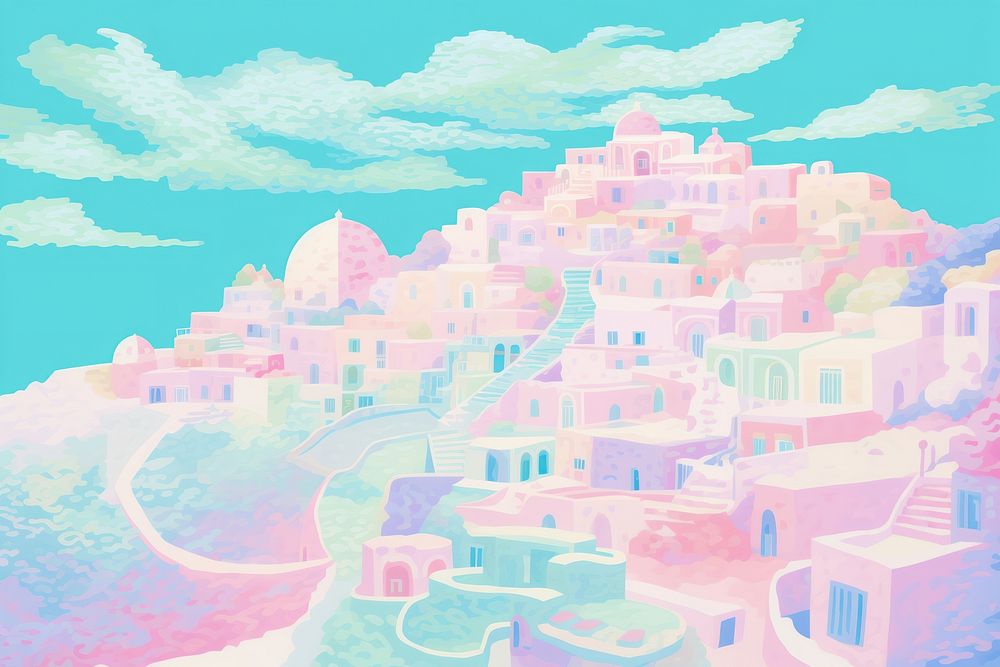 Santorini drawing outdoors sketch. AI generated Image by rawpixel.