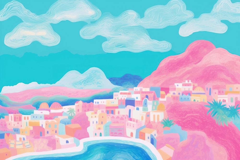 Santorini backgrounds painting outdoors. AI generated Image by rawpixel.