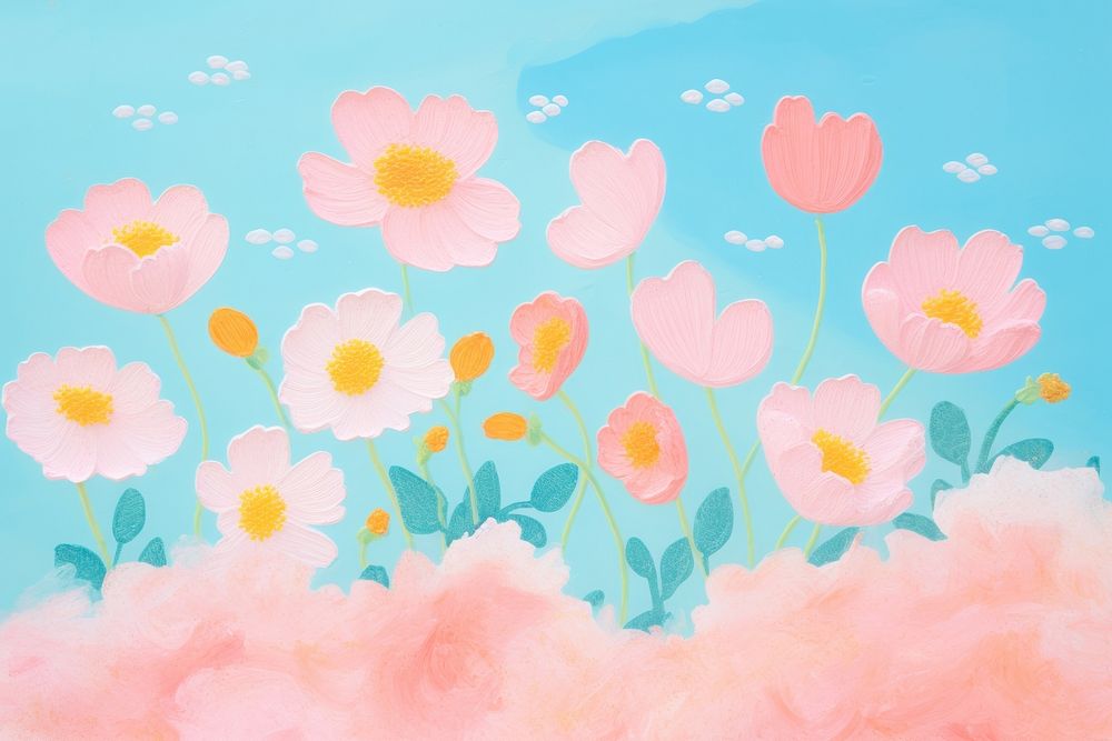Spring flowers backgrounds painting outdoors. AI generated Image by rawpixel.