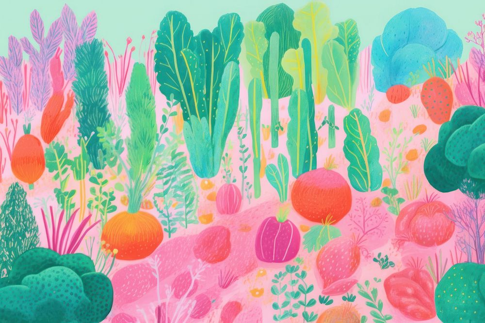 Vegetable garden art backgrounds painting. AI generated Image by rawpixel.