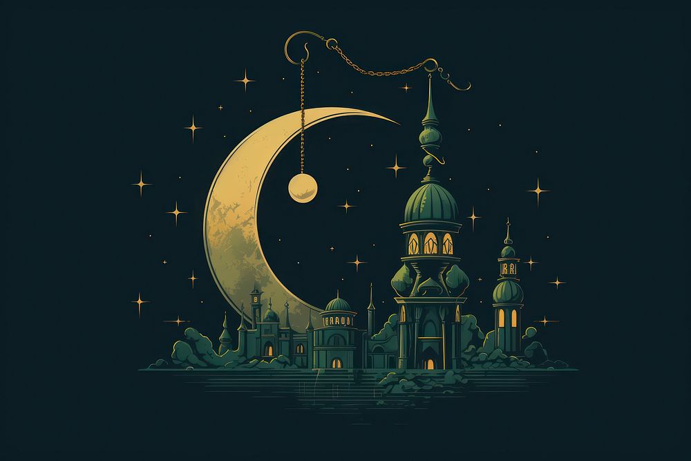 Muslim mosque moon architecture astronomy. AI generated Image by rawpixel.