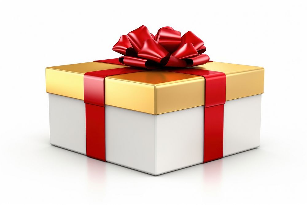 Box opened gold and silve gift ribbon red. AI generated Image by rawpixel.