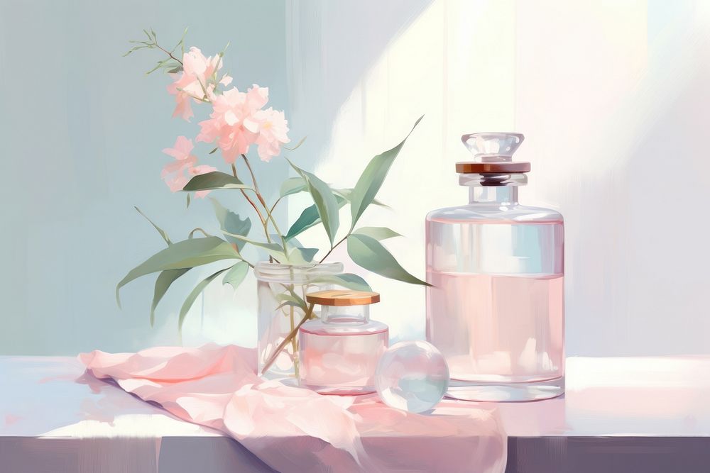 A wellness perfume bottle flower. AI generated Image by rawpixel.