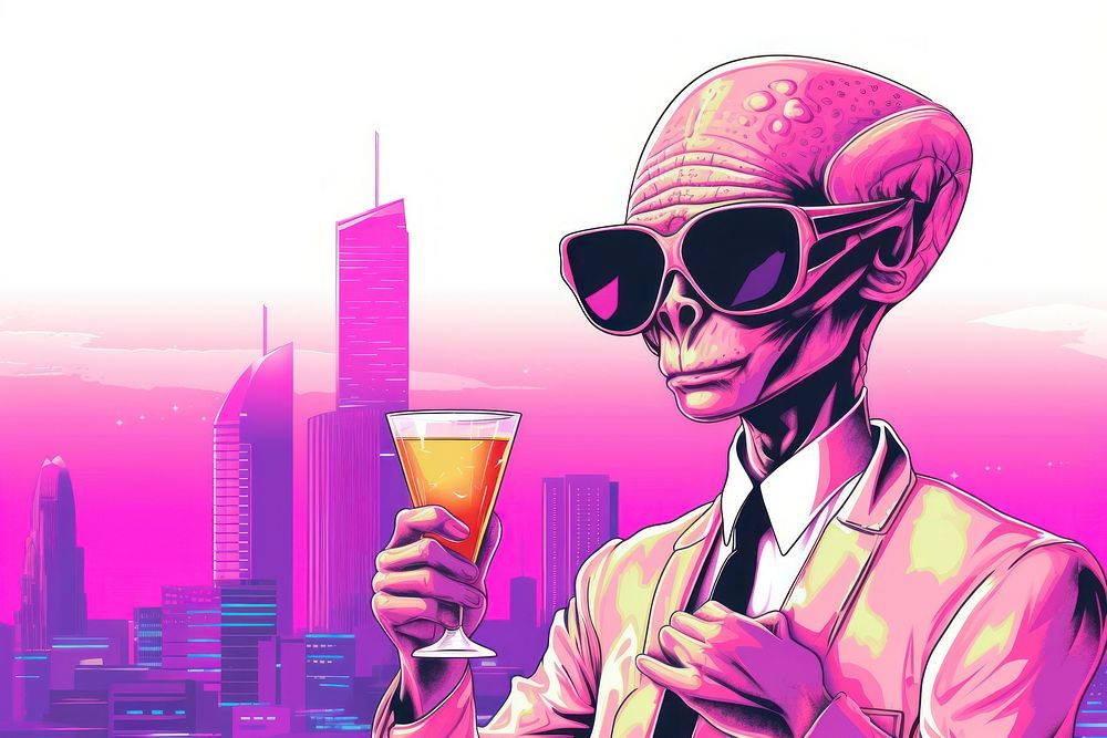 Alien on vacation city glass adult. AI generated Image by rawpixel.