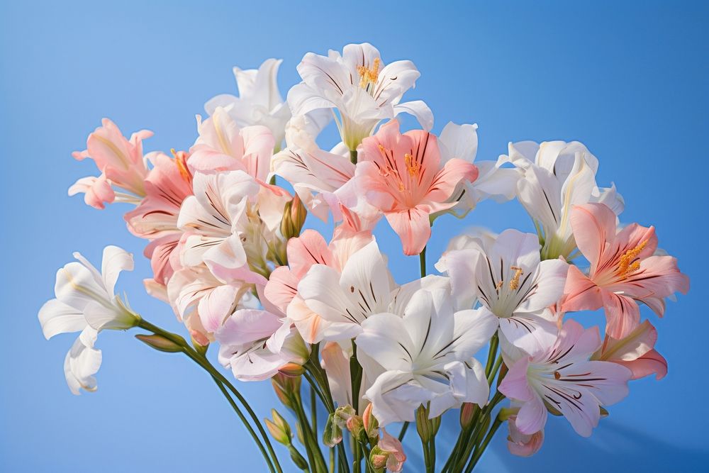 White alstromeria flowers blossom petal plant. AI generated Image by rawpixel.