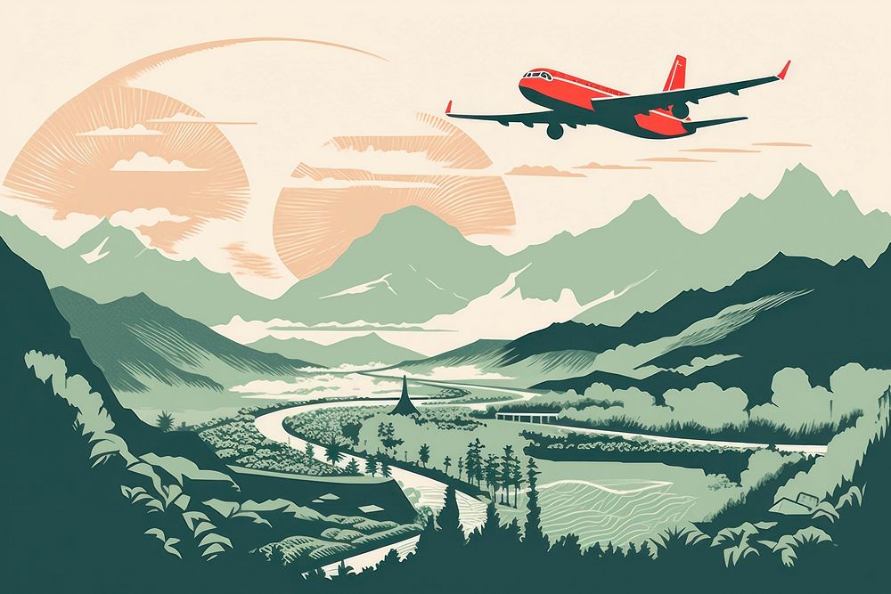 Airport nature aircraft airplane. AI generated Image by rawpixel.