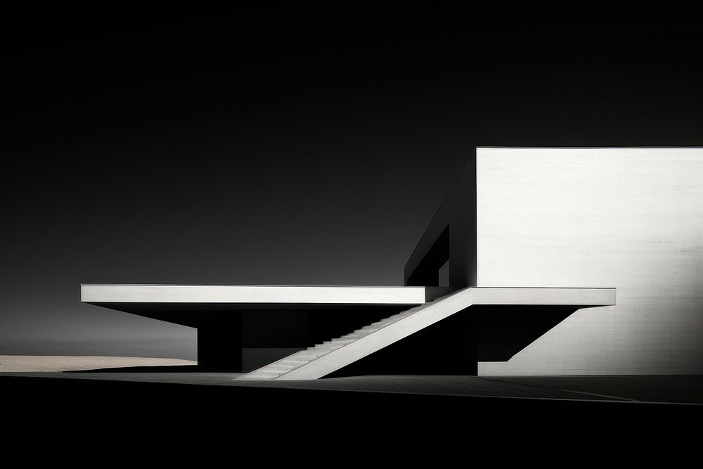 Architecture architecture monochrome staircase. AI generated Image by rawpixel.